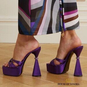 D'ACCORI "Sienna" Platform Mules in Purple